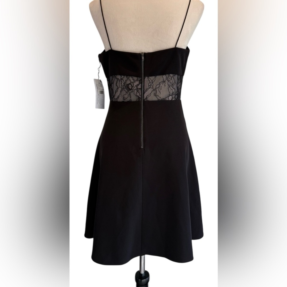 NWT Aidan by Aidan Mattox Black Crepe and Lace Dress - Picture 3 of 8